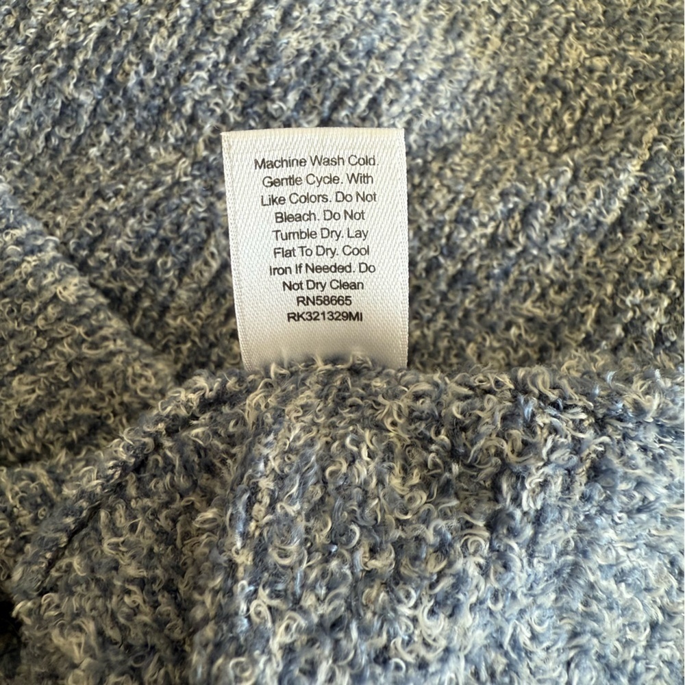 Shimera Cozy Soft Blue & White Fuzzy Open Front Hi Low Cardigan Medium - Picture 11 of 12